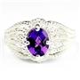 SR365, Amethyst, 925 Sterling Silver Beaded Ladies Ring