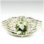 SR365, Green Amethyst (Prasiolite), 925 Sterling Silver Ladies Ring