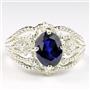 SR365, Created Blue Sapphire, 925 Sterling Silver Sapphire Ladies Ring