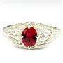SR365, Created Ruby, 925 Sterling Silver Ladies Ring