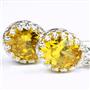 925 Sterling Silver Crown Bezel Leverback Earrings, Golden Yellow CZ, SE109