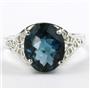 SR057, London Blue Topaz, 925 Sterling Silver Ring