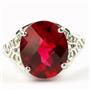 SR057, Created Ruby, 925 Sterling Silver Ring
