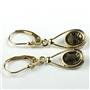 14k Gold Leverback Earrings, Smoky Quartz, E008