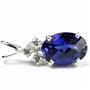 925 Sterling Silver Pendant, Created Blue Sapphire, SP043