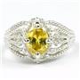 SR365, Golden Yellow CZ, 925 Sterling Silver Ring