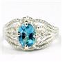 Swiss Blue CZ, 925 Sterling Silver Ring, SR365