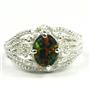 SR365, Created Black Opal, Sterling Silver Ring