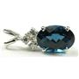 925 Sterling Silver Pendant, London Blue Topaz, SP043