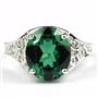 SR057, Russian Nanocrystal Emerald, 925 Sterling Silver Ring