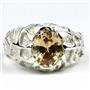 925 Sterling Silver Men's Nugget Ring, Champagne CZ, SR168