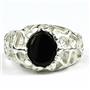 925 Sterling Silver Men's Nugget Ring, Black Onyx, SR168