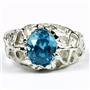 925 Sterling Silver Men's Nugget Ring, Swiss Blue CZ, SR168