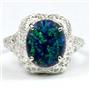 Sterling Silver Ladies Ring, Created Blue/Green Opal, SR009