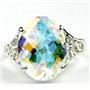 Sterling Silver Ladies Ring, Mercury Mist Topaz, SR049