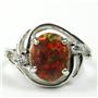 Sterling Silver Ladies Ring, Created Red Brown opal, SR021