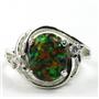 Sterling Silver Ladies Ring, Created Black Opal, SR021
