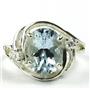 Sterling Silver Ladies Ring, Aquamarine, SR021