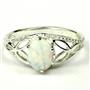 SR137, Created White Opal, 925 Sterling Silver Ring