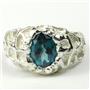 925 Sterling Silver Men's Nugget Ring, Paraiba Topaz, SR168