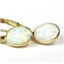 14k Gold Leverback Earrings, Created White Opal, E001