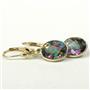 14k Gold Leverback Earrings, Mystic Fire Topaz, E101