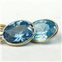 14k Gold Leverback Earrings, Swiss Blue CZ, E101