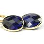 14k Gold Leverback Earrings, Created Blue Sapphire, E101