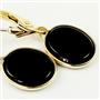 14k Gold Leverback Earrings, Black Onyx, E101