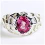925 Sterling Silver Men's Nugget Ring, Created Pink Sapphire, SR168