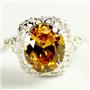 Sterling Silver Ladies Ring, Golden Yellow CZ, SR009