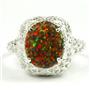 Sterling Silver Ladies Ring, Created Red/Brown Opal, SR009