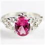 SR302, Created Pink Sapphire, 925 Sterling Silver Ring