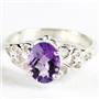 SR302, Amethyst, 925 Sterling Silver Ring