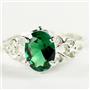 SR302, Russian Nanocrystal Emerald, 925 Sterling Silver Ring