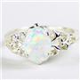 SR302, Created White Opal, 925 Sterling Silver Ring