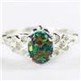 SR302, Created Black Opal, 925 Sterling Silver Ladies Ring