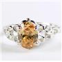 SR302, Champagne Cubic Zirconia, 925 Sterling Silver Ring