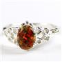 SR302, Created Red Brown Opal, 925 Sterling Silver Ring
