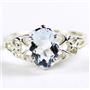 SR302, Aquamarine, 925 Sterling Silver Ladies Ring