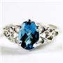 SR302, London Blue Topaz, 925 Sterling Silver Ring