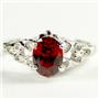 SR302, Garnet CZ, 925 Sterling Silver Ring