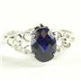SR302, Created Blue Sapphire, 925 Sterling Silver Ring