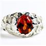925 Sterling Silver Men's Nugget Ring, Created Padparadsha Sapphire, SR168