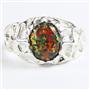 925 Sterling Silver Men's Nugget Ring, Created Black Opal, SR168