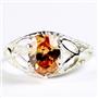 SR137, Champagne CZ, 925 Sterling Silver Ring
