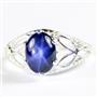 925 Sterling Silver Ladies Ring, Natural Blue Star Sapphire, SR137