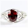SR137, Garnet CZ, 925 Sterling Silver Ring