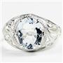 SR083, Aquamarine, 925 Sterling Silver Ladies Ring