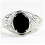 SR083, Black Onyx, 925 Sterling Silver Ladies Ring